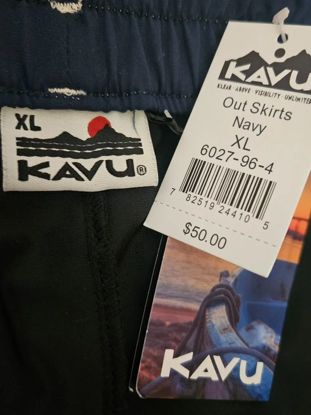 NWT Kavu OUT Skort Women's XL Blue Tan Nylon Pocket Outdoors Hike Camp Summer